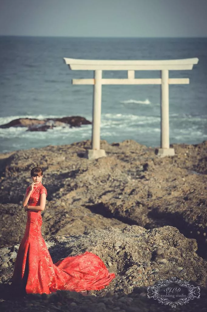 日本海外婚紗攝影,茨城大洗磯前神社神磯鳥居拍婚紗,視覺流感旅拍-日本海外婚紗攝影|茨城大洗磯前神社神磯鳥居拍婚紗